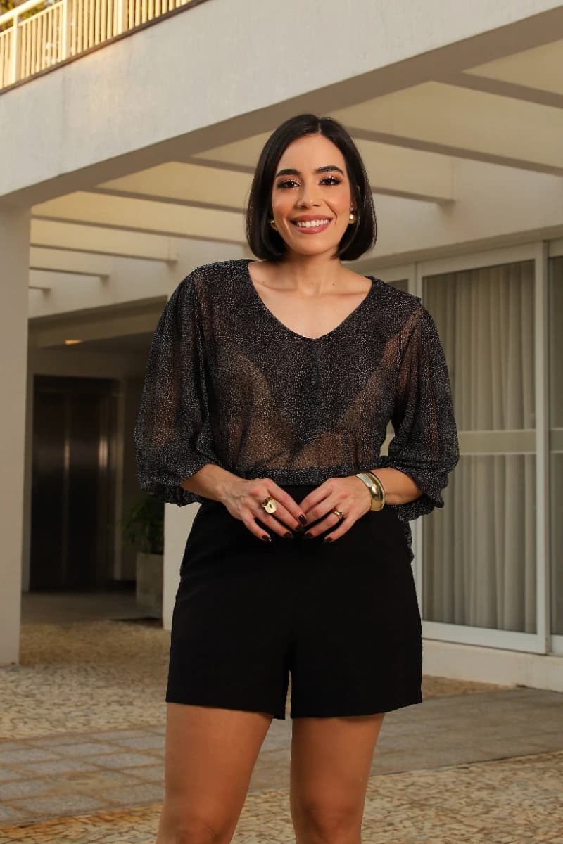 Blusa Babado Tule Poá Flocado 5